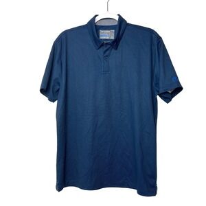 Twillory Performance Polo Shirt Micro Dot Athletic Moisture Wicking Blue Men's L